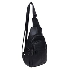 Сумка слінг чоловіча (однолямковий рюкзак) шкіряний Keizer K11023-black чорний