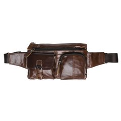 Мужская кожаная сумка на пояс Keizer k1886-dark brown коричневый