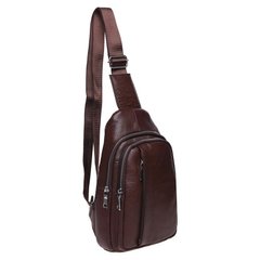 Сумка слінг чоловіча (однолямковий рюкзак) шкіряний Keizer K12096-brown коричневий