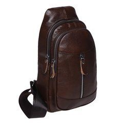 Сумка слінг чоловіча (однолямковий рюкзак) шкіряний Borsa Leather K1318-brown коричневий