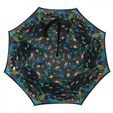 Зонт-трость женский полуавтомат Fulton Bloomsbury-2 L754 Black, flowers (Черный, цветы)