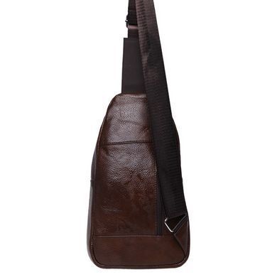 Сумка слінг чоловіча (однолямковий рюкзак) шкіряний Borsa Leather K1318-brown коричневий