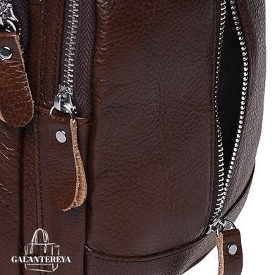 Сумка слінг чоловіча (однолямковий рюкзак) шкіряний Borsa Leather K1318-brown коричневий
