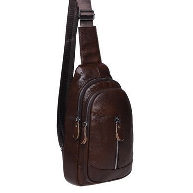 Сумка слінг чоловіча (однолямковий рюкзак) шкіряний Borsa Leather K1318-brown коричневий