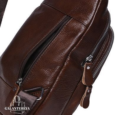 Сумка слінг чоловіча (однолямковий рюкзак) шкіряний Borsa Leather K1318-brown коричневий