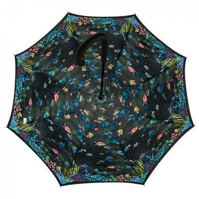 Зонт-трость женский полуавтомат Fulton Bloomsbury-2 L754 Black, flowers (Черный, цветы)