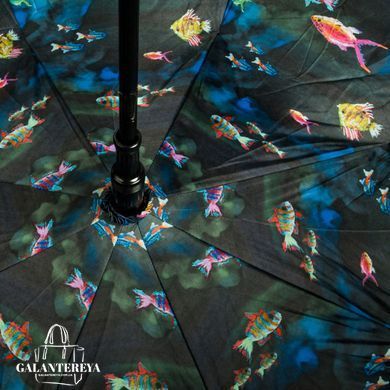 Зонт-трость женский полуавтомат Fulton Bloomsbury-2 L754 Black, flowers (Черный, цветы)