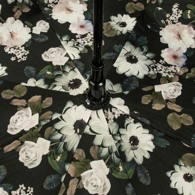 Зонт-трость женский полуавтомат Fulton Bloomsbury-2 L754 Black, flowers (Черный, цветы)