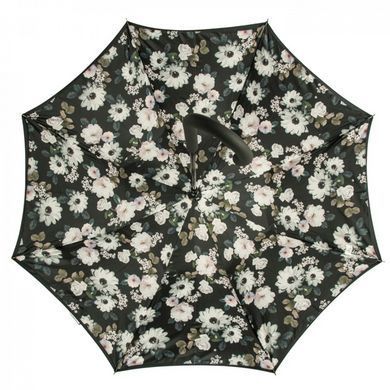 Зонт-трость женский полуавтомат Fulton Bloomsbury-2 L754 Black, flowers (Черный, цветы)