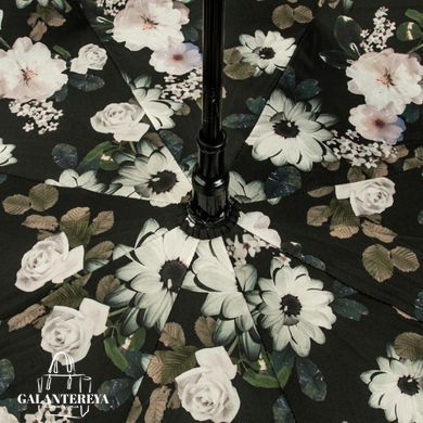 Зонт-трость женский полуавтомат Fulton Bloomsbury-2 L754 Black, flowers (Черный, цветы)
