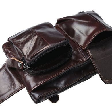 Мужская кожаная сумка на пояс Keizer k1886-dark brown коричневый