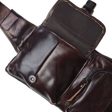 Мужская кожаная сумка на пояс Keizer k1886-dark brown коричневый