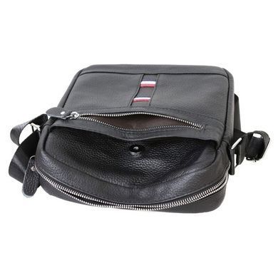 Мужской кожаный мессенджер Borsa Leather 10m8215-black черный