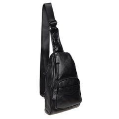 Сумка слінг чоловіча (однолямковий рюкзак) шкіряний Borsa Leather K1029-black чорний