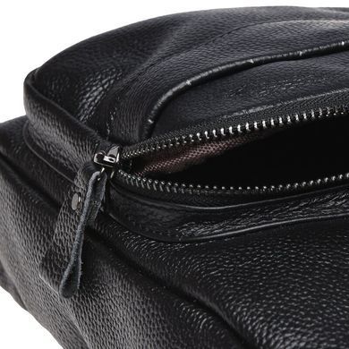 Сумка слінг чоловіча (однолямковий рюкзак) шкіряний Borsa Leather K1029-black чорний