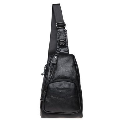 Сумка слінг чоловіча (однолямковий рюкзак) шкіряний Borsa Leather K1029-black чорний