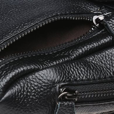 Сумка слінг чоловіча (однолямковий рюкзак) шкіряний Borsa Leather K1029-black чорний