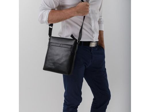 Черный кожаный мужской мессенджер Tiding Bag NM17-1018-2