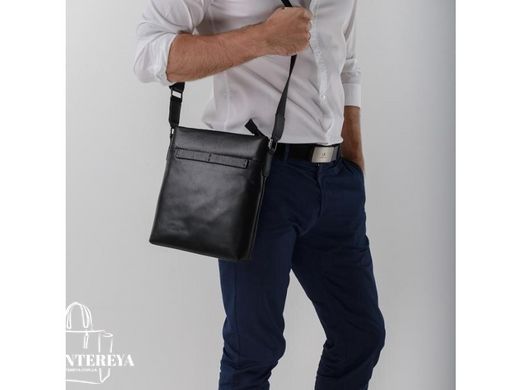 Черный кожаный мужской мессенджер Tiding Bag NM17-1018-2