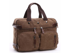 Мужская сумка из канваса Tiding Bag 8691-2B коричневый