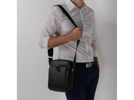 Мужской кожаный черный мессенджер Tiding Bag NM17-33960-2A