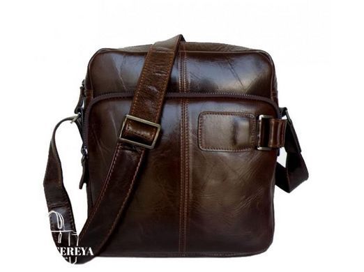 Мужской кожаный коричневый мессенджер Tiding Bag 6012