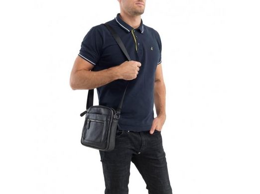 Мужской кожаный черный мессенджер Tiding Bag A25-223