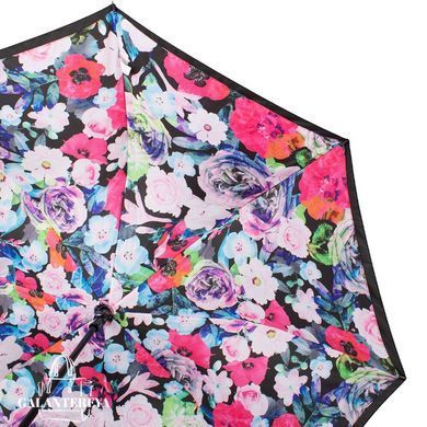 Зонт-трость женский полуавтомат Fulton Bloomsbury-2 L754 Black, flowers (Черный, цветы)
