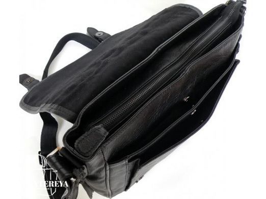 Мужской кожаный черный мессенджер Tiding Bag 6046