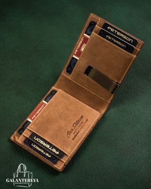 Зажим для денег мужской кожаный Peterson PTN N78 2-1-1