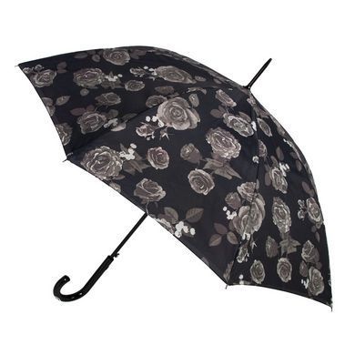 Зонт-трость женский полуавтомат Fulton Bloomsbury-2 L754 Black, flowers (Черный, цветы)