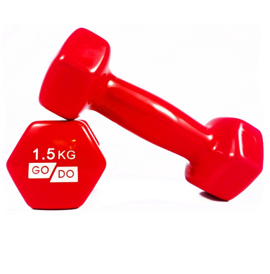 Гантели для фитнеса виниловые 1.5 кг 2 шт набор FORTE GO DO GD1.5R красный