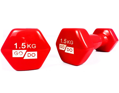 Гантелі для фітнесу вінілові 1.5 кг 2 шт набір FORTE GO DO GD1.5R червоний