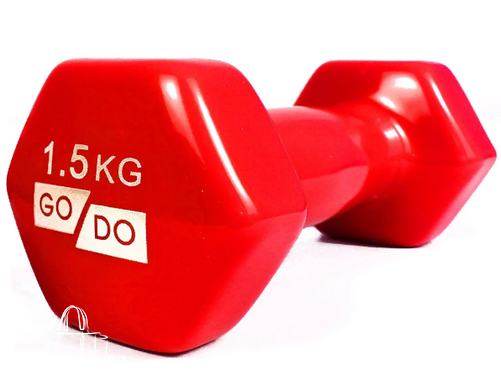 Гантели для фитнеса виниловые 1.5 кг 2 шт набор FORTE GO DO GD1.5R красный