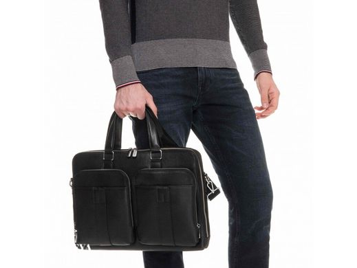 Кожаная мужская сумка для ноутбука Royal Bag RB-018A черный