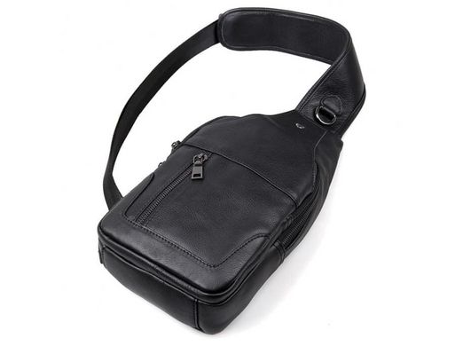 Сумка слінг чоловіча (однолямковий рюкзак) шкіряний Tiding Bag 4004A чорний