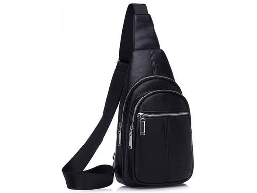 Сумка слінг чоловіча (однолямковий рюкзак) шкіряний Tiding Bag A25F-5060A чорний