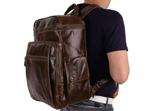Чоловічий шкіряний рюкзак Tiding Bag 7202C коричневий