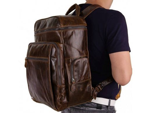 Мужской кожаный рюкзак Tiding Bag 7202C коричневый