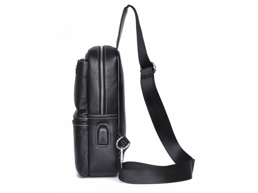 Мужской кожаный черный мессенджер Tiding Bag A25-6801A