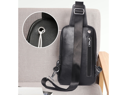 Мужской кожаный черный мессенджер Tiding Bag A25-6801A
