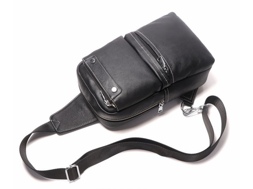 Мужской кожаный черный мессенджер Tiding Bag A25-6801A
