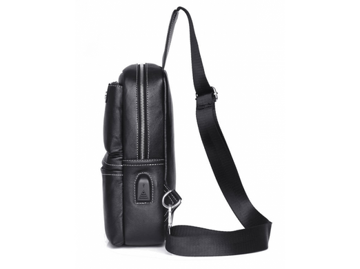 Мужской кожаный черный мессенджер Tiding Bag A25-6801A