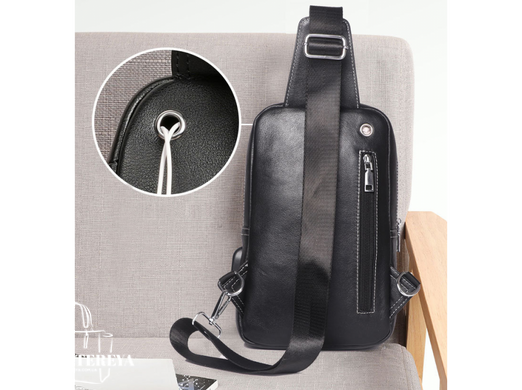 Мужской кожаный черный мессенджер Tiding Bag A25-6801A