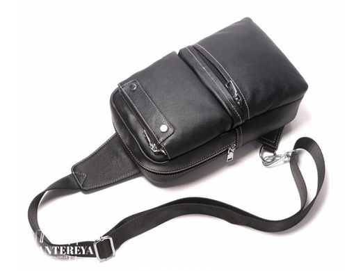Мужской кожаный черный мессенджер Tiding Bag A25-6801A