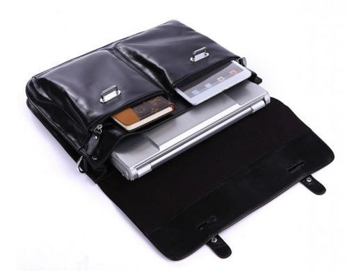 Мужская кожаная черная сумка Tiding Bag 7013A