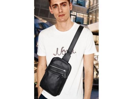 Мужской кожаный черный мессенджер Tiding Bag A25-6896