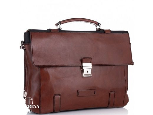 Мужской кожаный портфель Tiding Bag t0041 коричневый