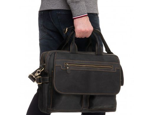 Мужская кожаная сумка-портфель Tiding Bag t29523A черный