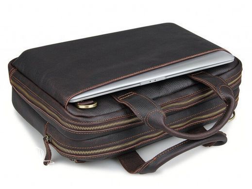 Кожаная мужская сумка для ноутбука Tiding Bag 7092Q коричневый